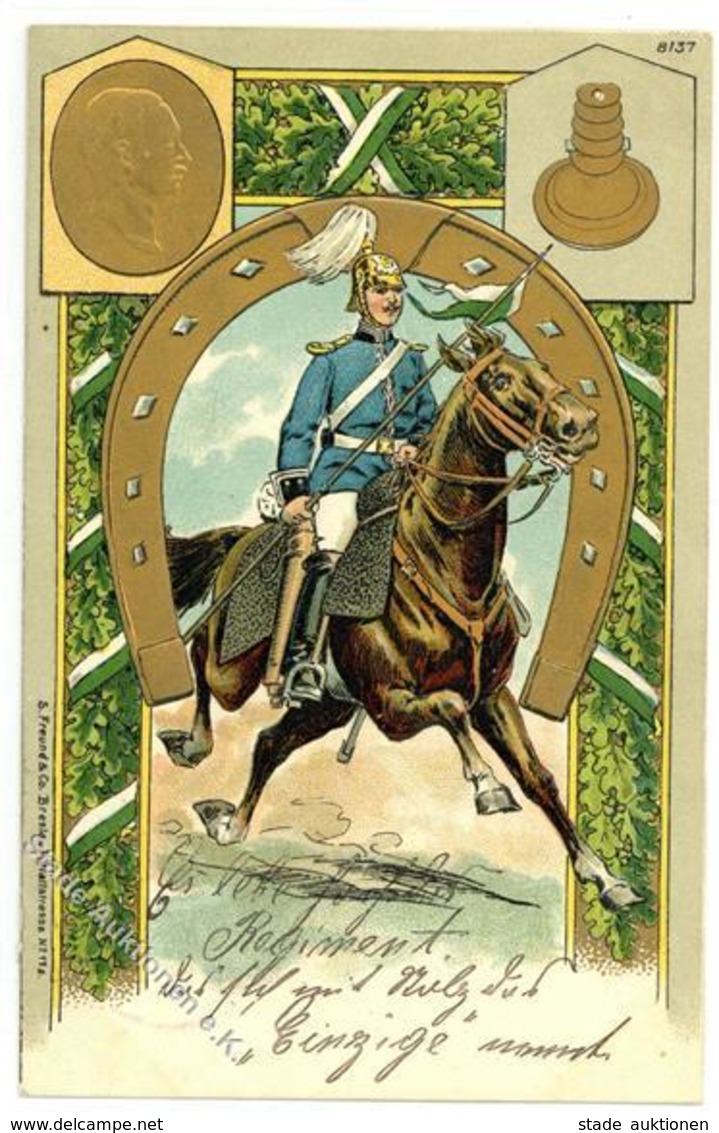 Regiment Borna (O7200) Königl. Sächs. Karabiner Regt.     Prägedruck 1908 I-II - Reggimenti