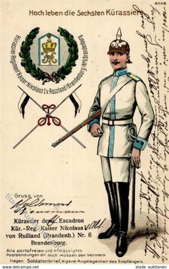 Regiment Brandenburg (O1800) Nr. 6 Kürassier Regt. Kaiser Nikolaus I. V. Russland 1916 I-II Pere Noel - Reggimenti