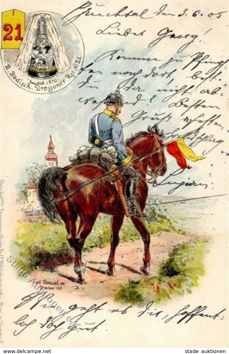 Regiment Bruchsal (7520) Nr. 21 2. Badisch. Dragoner Regt. 1905 I-II - Regimente