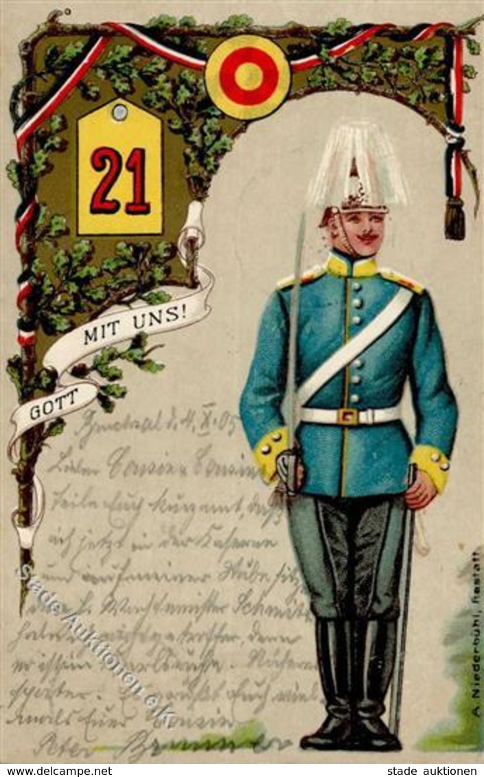 Regiment Bruchsal (7520) Nr. 21 2. Badisch. Dragoner Regt. Prägedruck 1905 I-II (Marke Entfernt) - Reggimenti