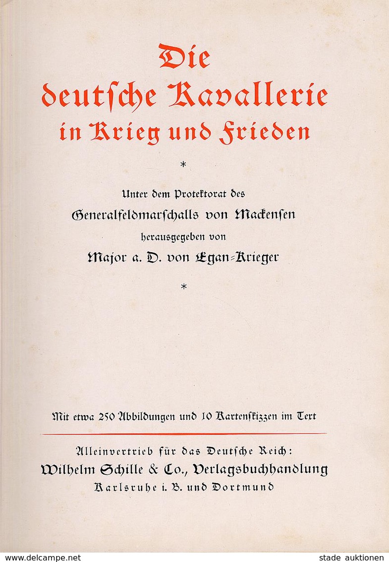 Regiment Buch Die Deutsche Kavalerie In Krieg Und Frieden Hrsg. Krieger, Egan Von Ca. 1928 Verlag Wilhelm Schille & Co.  - Reggimenti