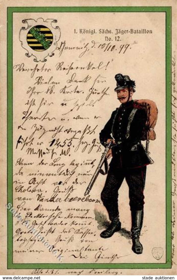 Regiment Freiberg (O9200) Nr. 12 Kgl. Sächs. Jäger Batl. 1899 I-II (fleckig) - Reggimenti