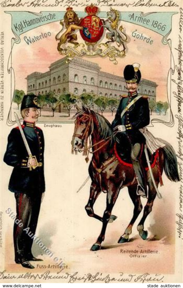 Regiment Hannover (3000) Kkl. Hannoversche Armee Fuss Artillerie U. Reitende Artillerie Lithographie 1900 I-II - Reggimenti