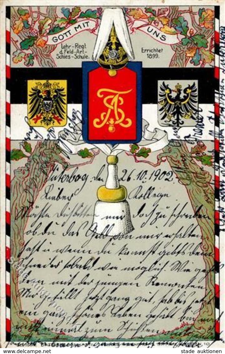 Regiment Jüterbog (O1700) Lehr Regt. Der Feld Art. Schieß Schule  1902 I-II - Reggimenti