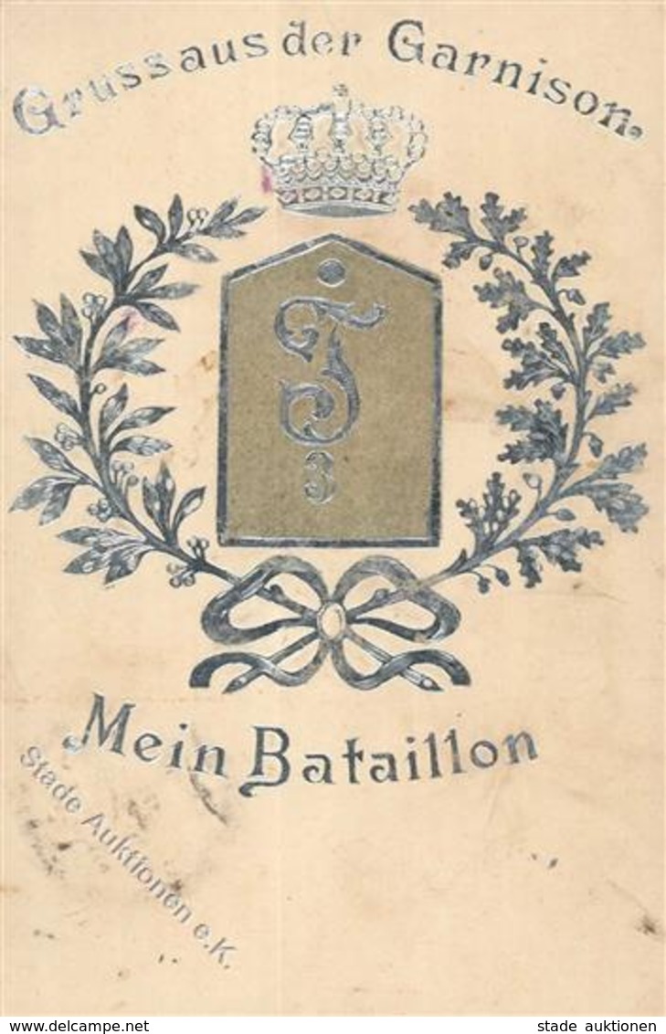 Regiment Koblenz (5400) Nr. 3 Telegraphen Batl.  Prägedruck 1917 I-II (fleckig) - Reggimenti