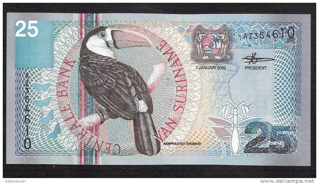 SURINAM  P148 25 GULDEN 2000 Prefix AZ        UNC. - Surinam