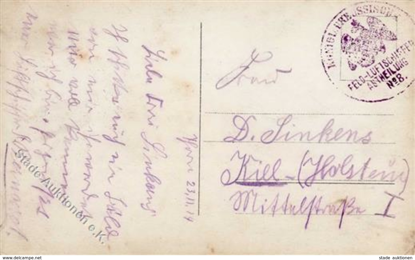 Feldpost WK I 1914 Feldpostkarte Von Der Königlich-Preussischen FELD-LUFTSCHIFFER-Abteilung Mit Grusstext Von Einem Luft - Guerra 1914-18