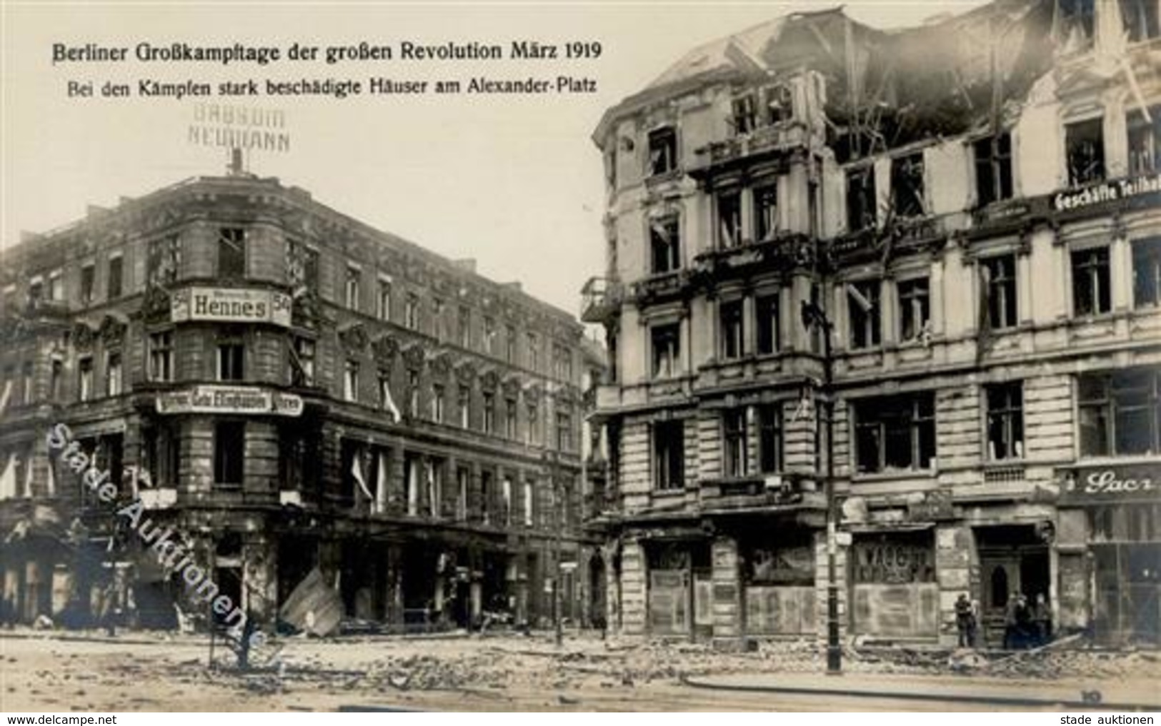 REVOLUTION BERLIN 1919 - Berliner GROßKAMPFTAGE - Bei Den Kämpfen Stark Beschädigte Häuser Am Alexander-Platz Nr. 10 I - Guerra