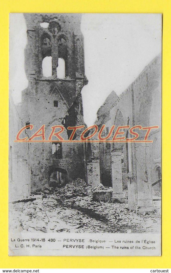 CPA 1914 PERVYSE Ruines De L'Eglise 1914 ( Oblitération Poste Militaire ) - Diksmuide