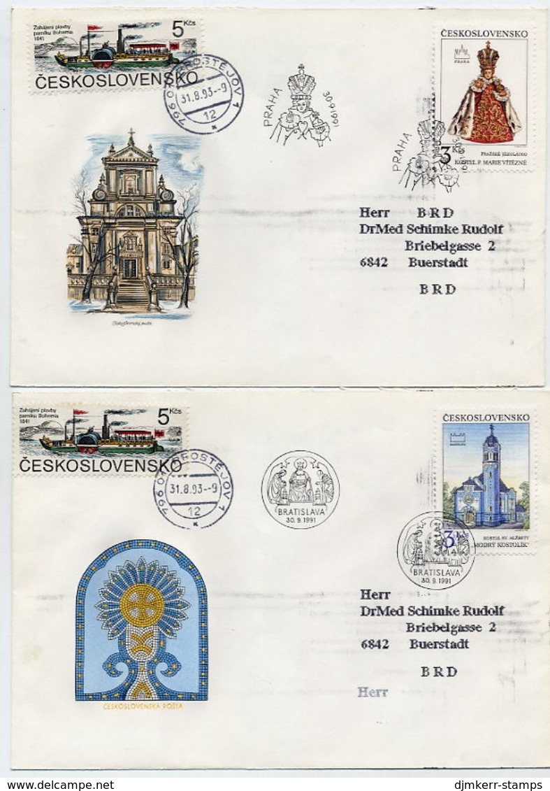 CZECHOSLOVAKIA 1991 Historic Prague And Bratislava On Two FDC.  Michel 3096-97 - FDC