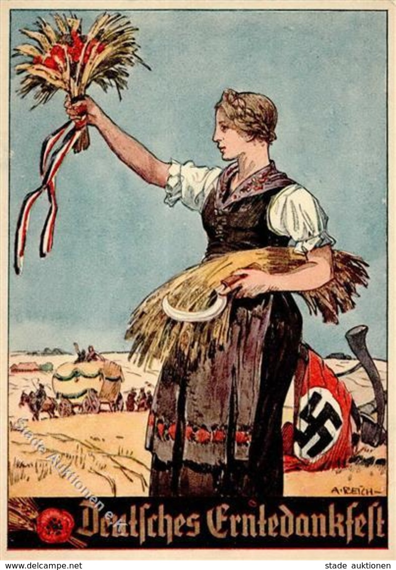 Propaganda WK II Deutsches Erntedankfest Sign. Reich, A. Künstler-Karte I-II - Guerra 1939-45