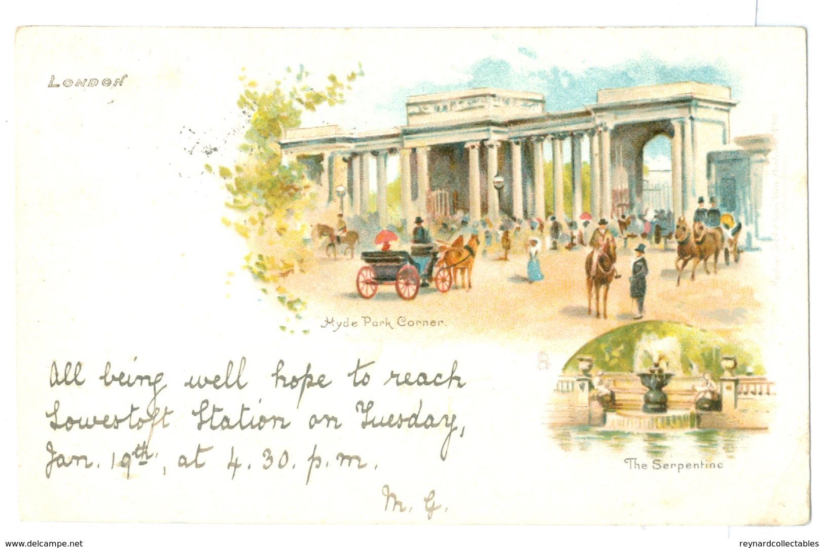 1904, UK, London, Hyde Park Corner, The Serpentine. Raphael Tuck Pc, Used 1904. - Other & Unclassified