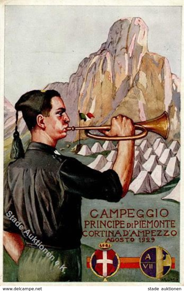 Propaganda WK II Italien Campeggio Principe Di Piemonte Künstler-Karte I-II - Guerra 1939-45