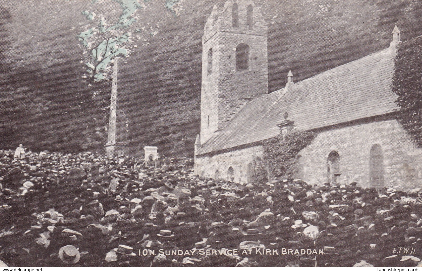 Postcard IOM Sunday Service At Kirk Braddan [ Douglas Isle Of Man ] Wigan & Pemberton Cancel 1908 My Ref  B12394 - Isle Of Man