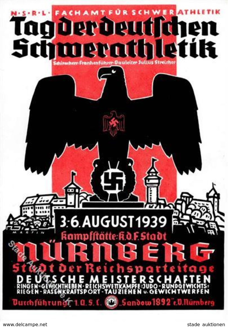 Propaganda WK II Nürnberg (8342) WK II Tag Der Deutschen Schwerathletik Sign. Martin Künstlerkarte I-II - Guerra 1939-45