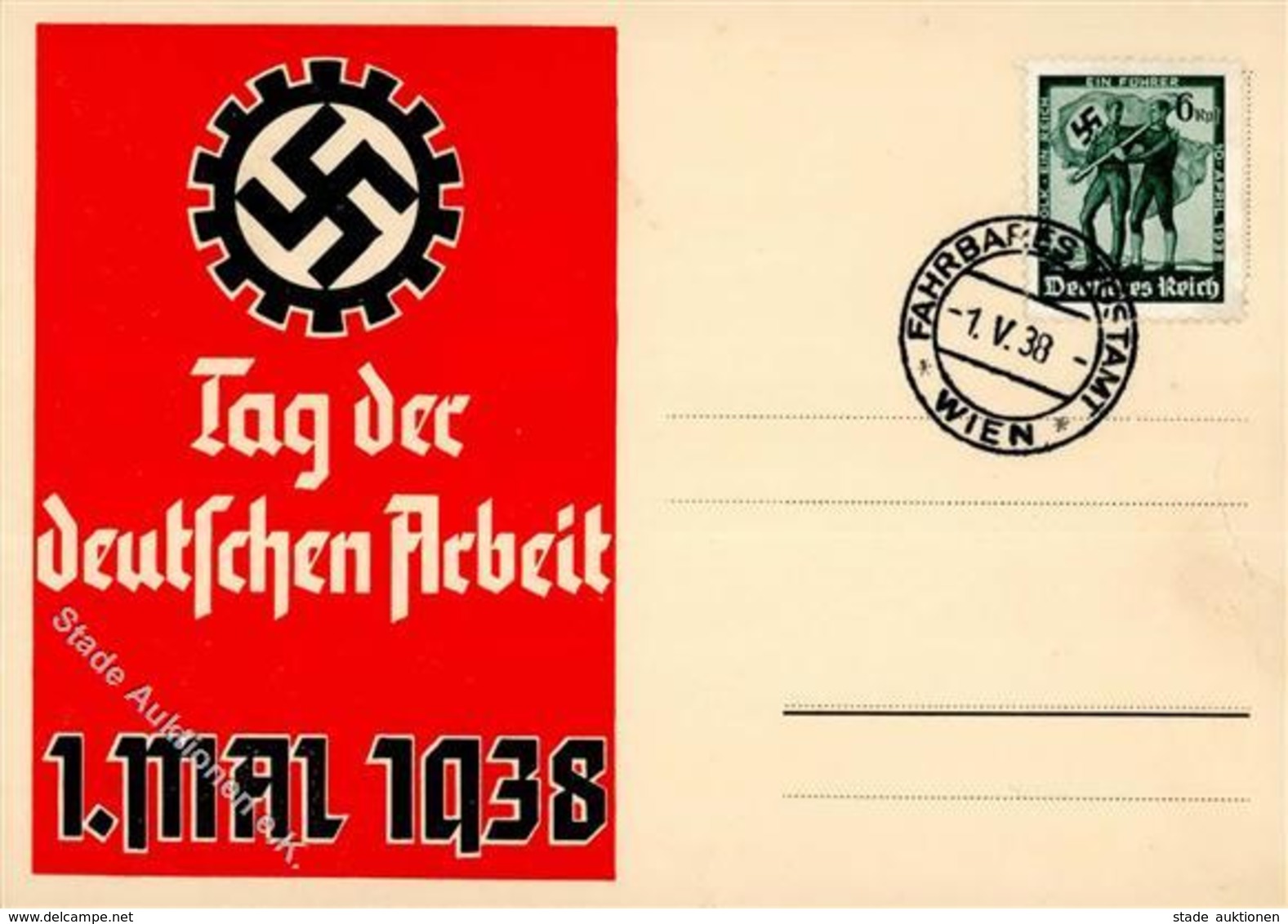 Propaganda WK II Tag Der Deutschen Arbeit 1938 I-II (Stauchung) - Guerra 1939-45