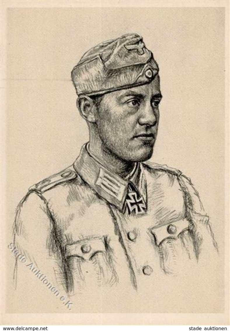 Ritterkreuzträger WK II Carl, Friedrich Oberleutnant Sig. Graf Künstlerkarte I-II - Guerra 1939-45