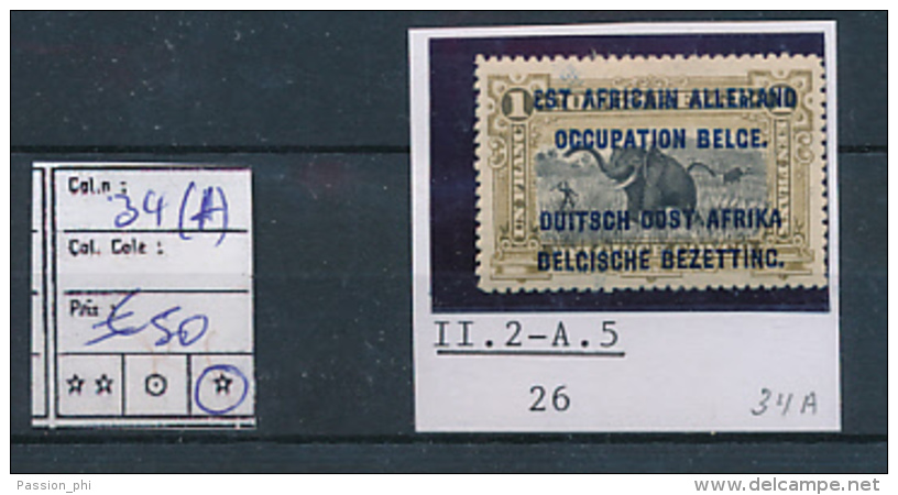 BELGIAN CONGO  RUANDA URUNDI BOX 2 1916 ISSUE COB 34 TYPE A SHORT  HINGED PLATE POSITION 26 - Nuovi