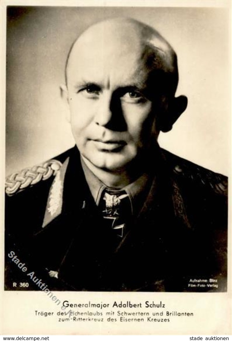 Ritterkreuzträger WK II Schulz, Adalbert Generalmajor Foto AK I-II - Oorlog 1939-45