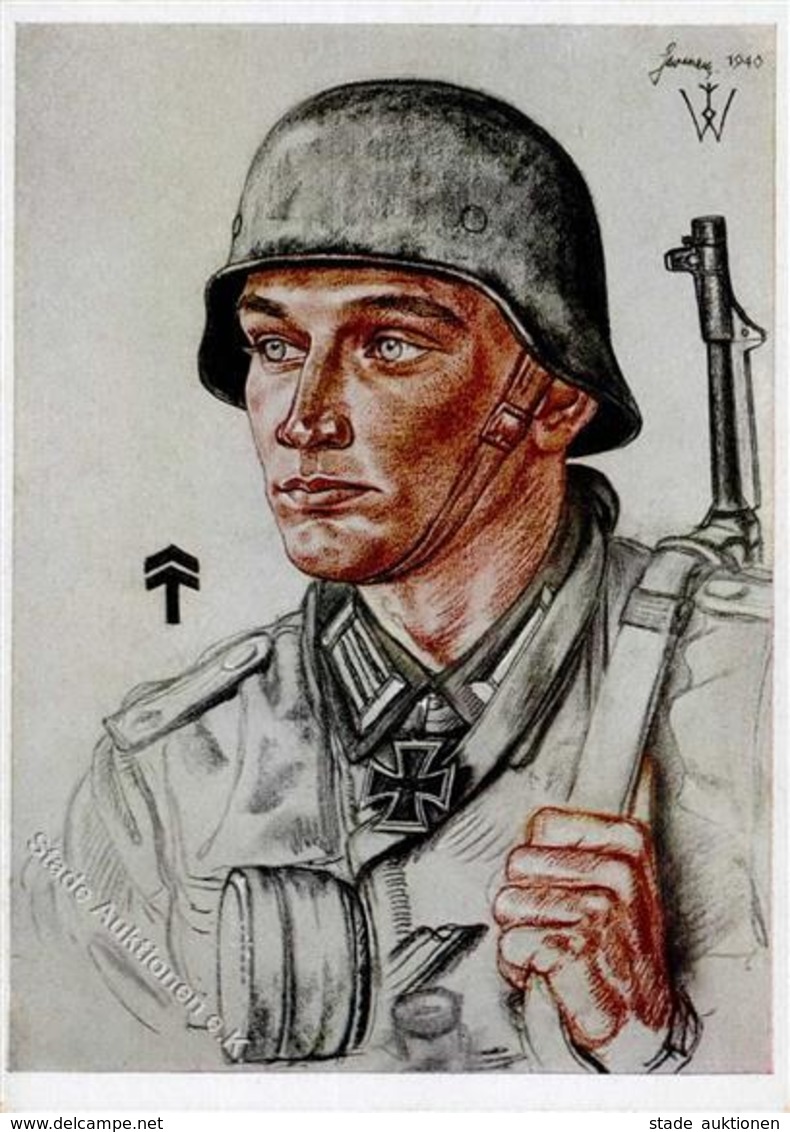 Willrich Nr. E 6 Ritterkreuzträger WK II Germer Oberleutnant Künstlerkarte I-II - Guerra 1939-45