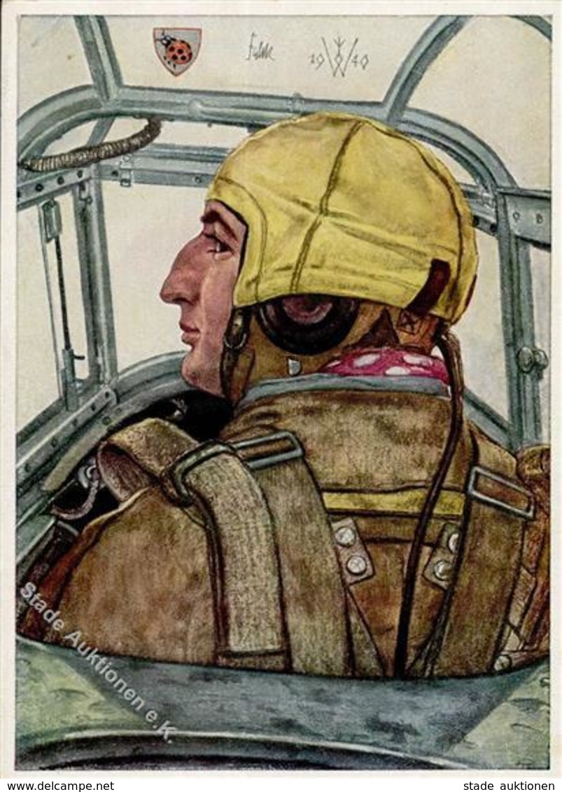 Willrich Nr. P1 R7 Nr. 3 Ritterkreuzträger WK II Falck Hauptmann Künstlerkarte I-II - Guerra 1939-45
