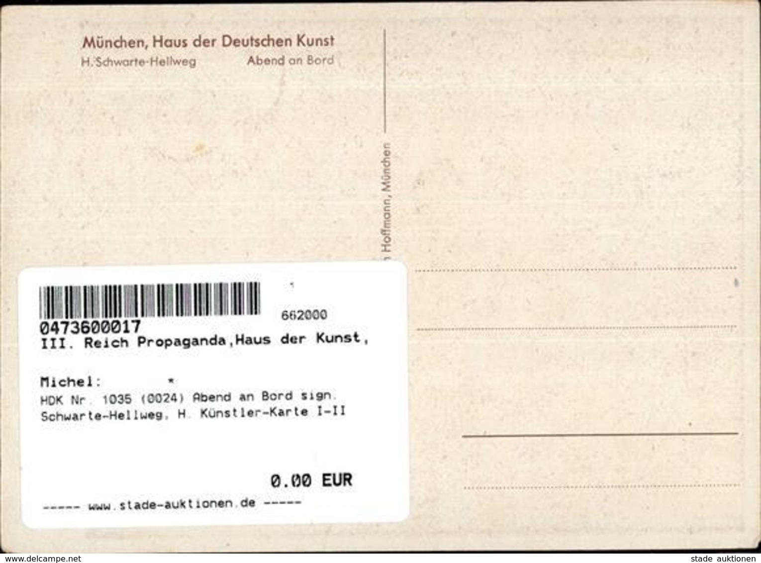HDK Nr. 1035 (0024) Abend An Bord Sign. Schwarte-Hellweg, H. Künstler-Karte I-II - Guerra 1939-45
