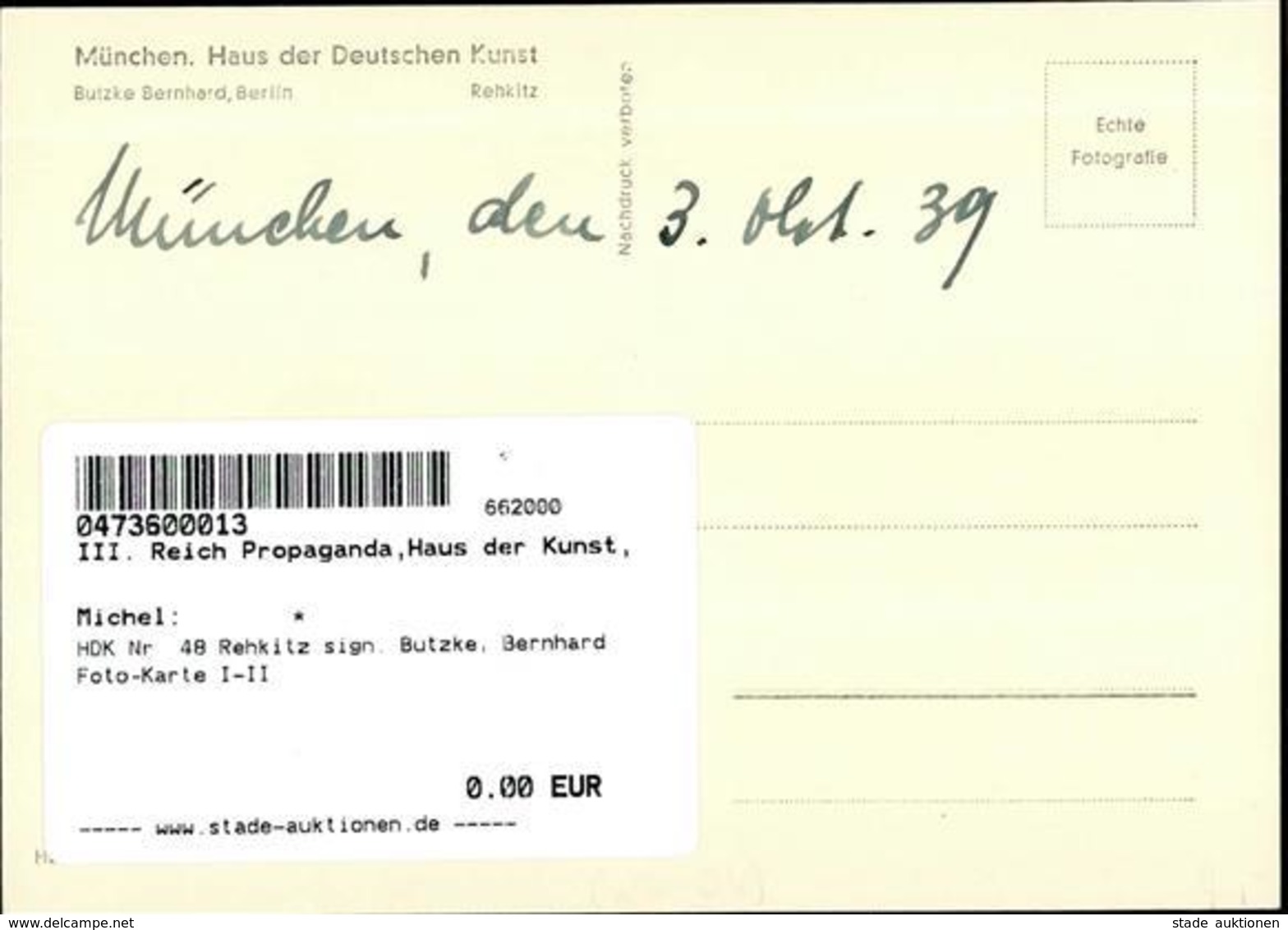 HDK Nr. 48 Rehkitz Sign. Butzke, Bernhard Foto-Karte I-II - Guerra 1939-45
