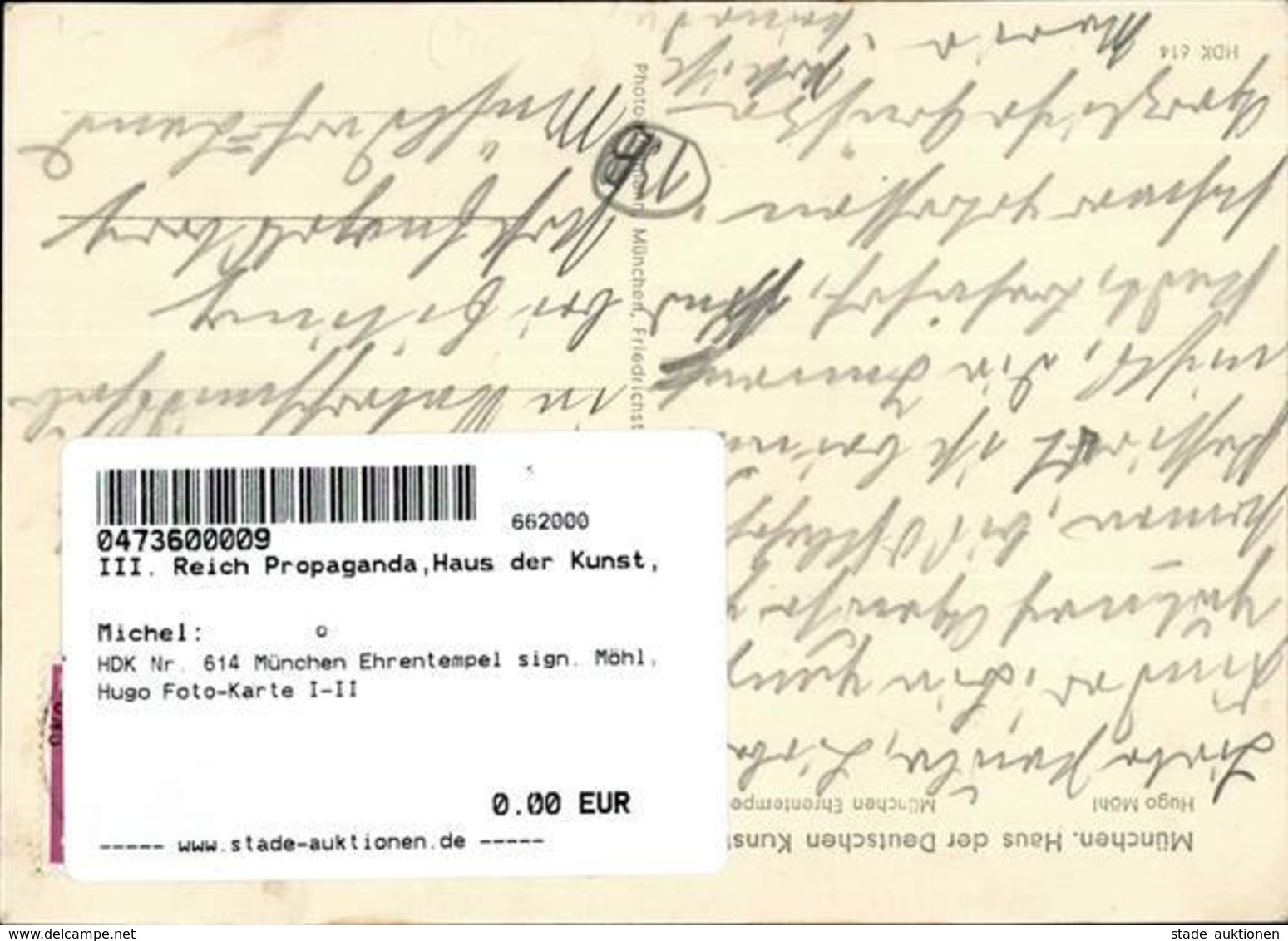 HDK Nr. 614 München Ehrentempel Sign. Möhl, Hugo Foto-Karte I-II - Guerra 1939-45