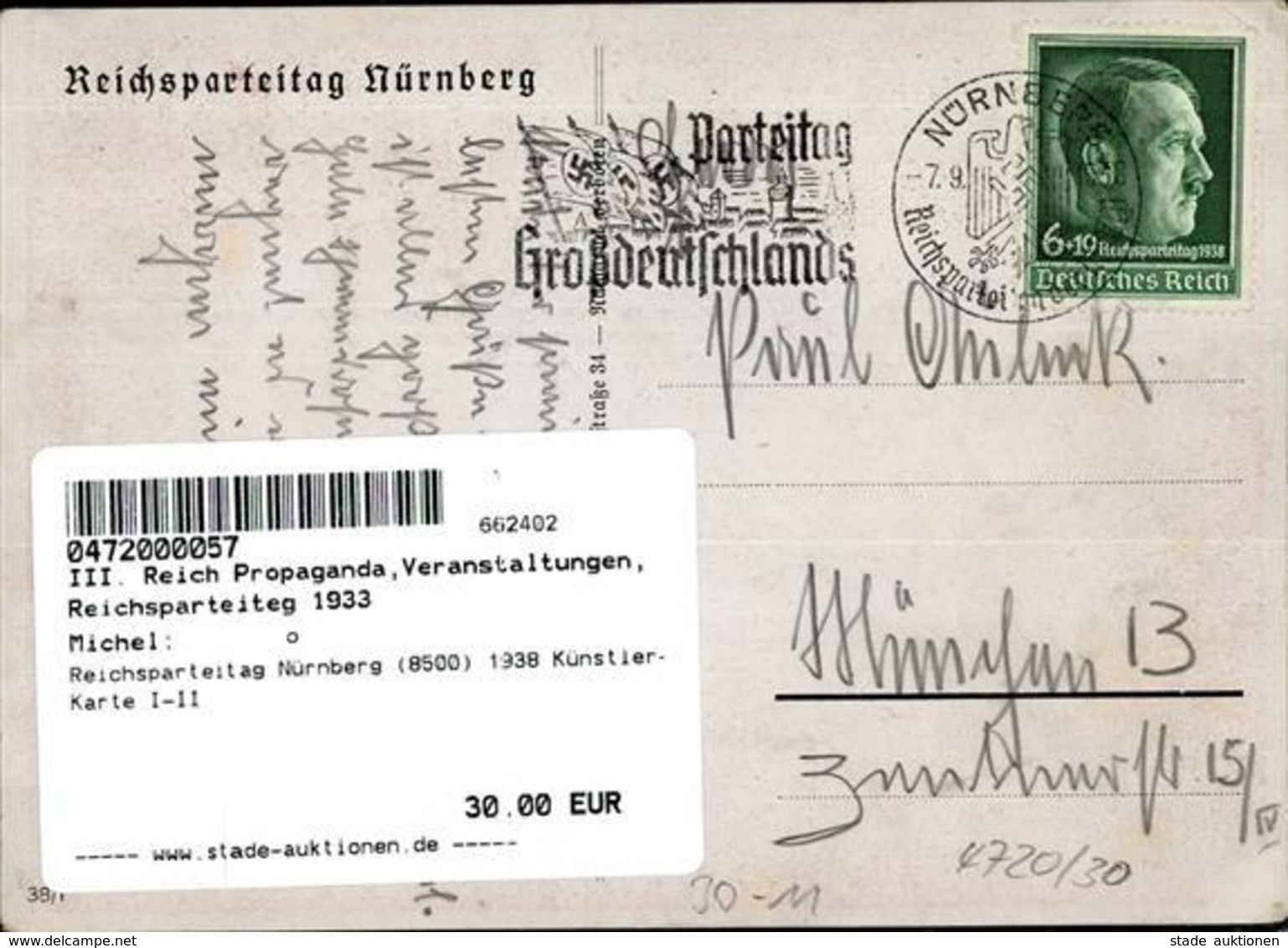 Reichsparteitag Nürnberg (8500) 1938 Künstler-Karte I-II - Guerra 1939-45
