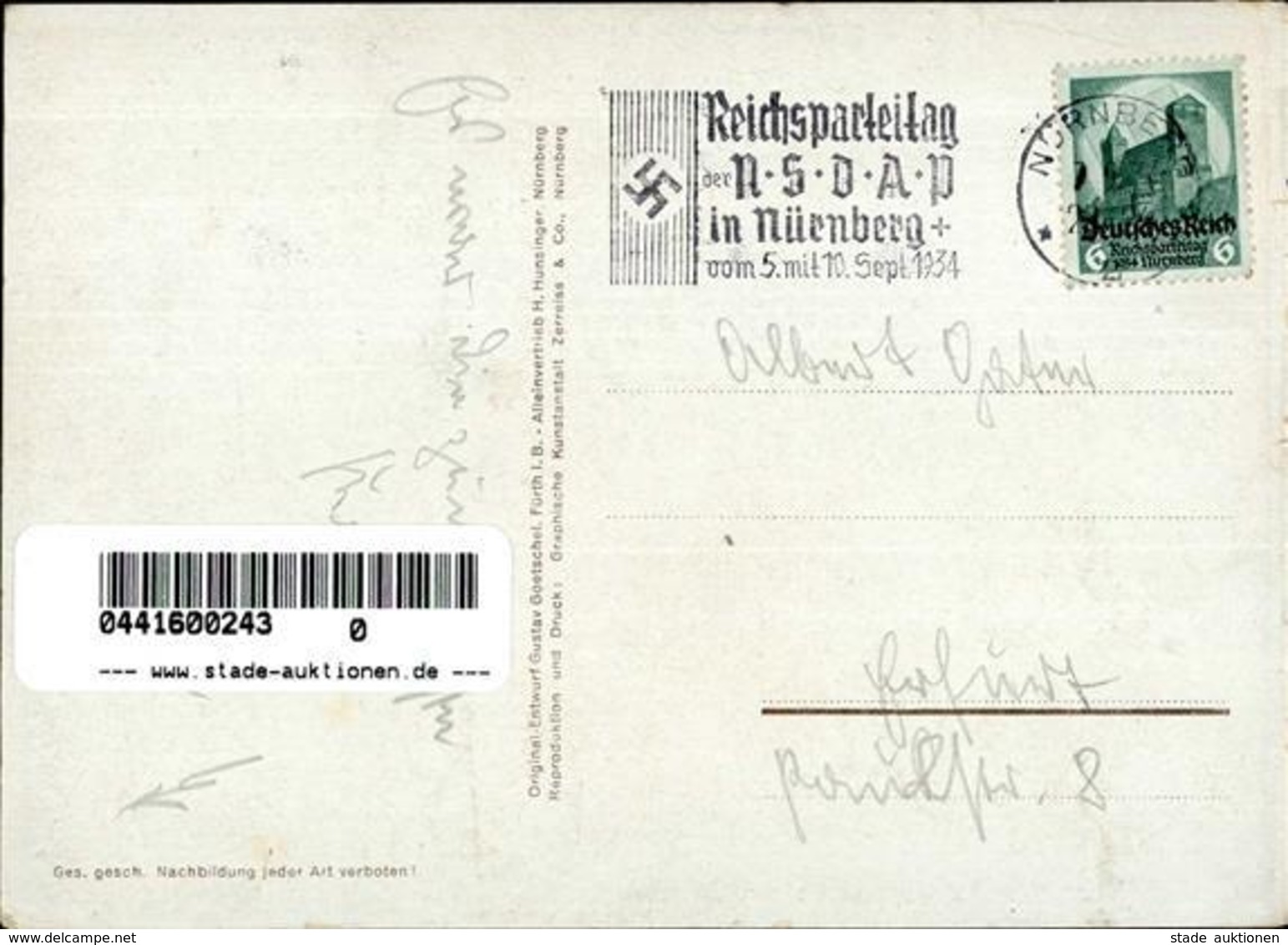 Reichsparteitag Nürnberg (8500) WK II 1934 Sign. Goetschel, G. I-II (fleckig) - Guerra 1939-45