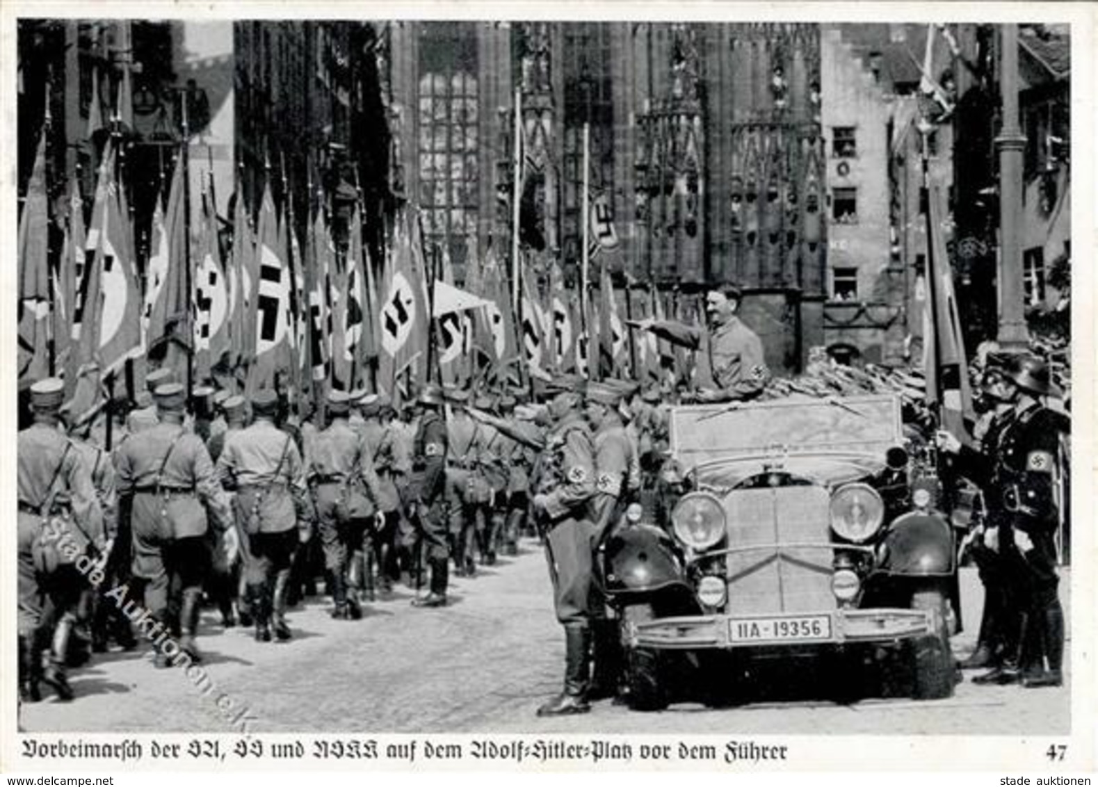 RP NÜRNBERG WK II - Zerreiss 47 -Vorbeimarsch Der SS, SA Und NSKK Auf D,. Adolf-Hitlerplatz - S-o Marke Entfernt I-II - Guerra 1939-45