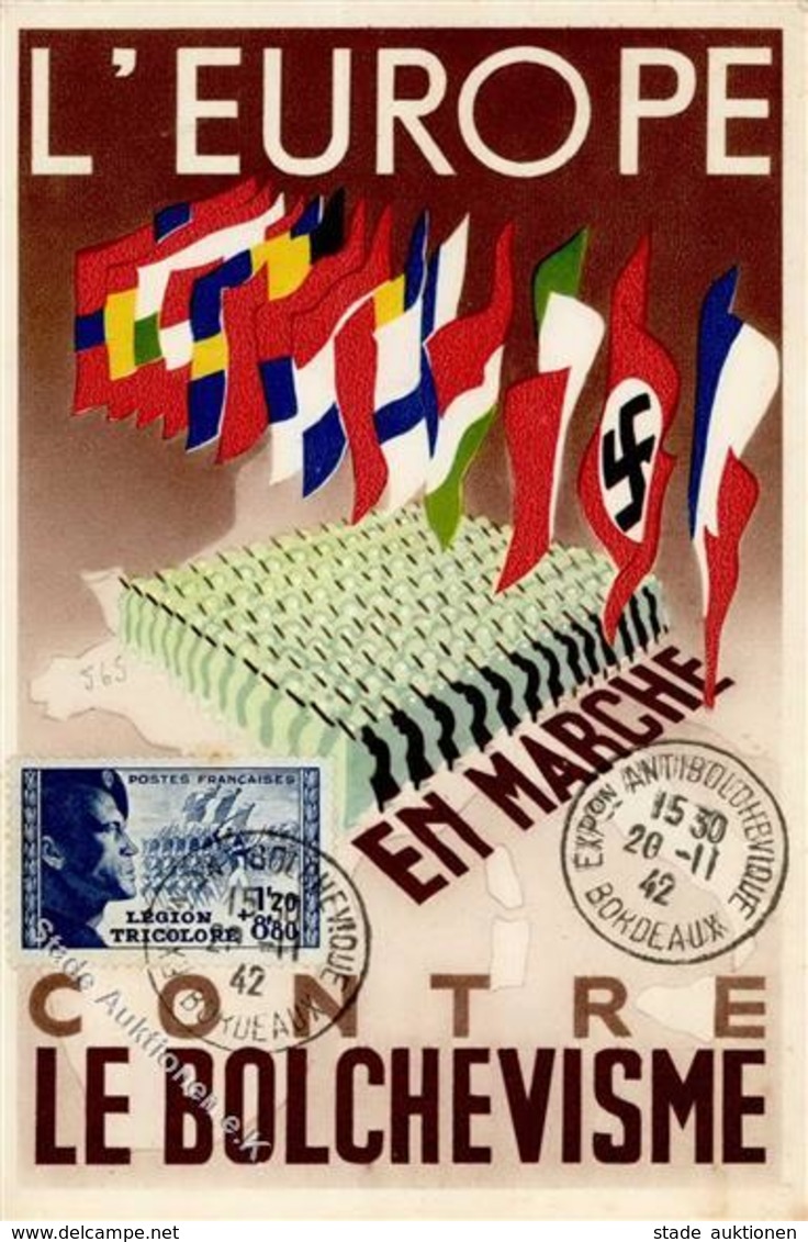 BORDEAUX WK II - EXPO ANTI-BOLCHEVISMUS 1942 Mit S-o Kl. Randmangel II - Guerra 1939-45