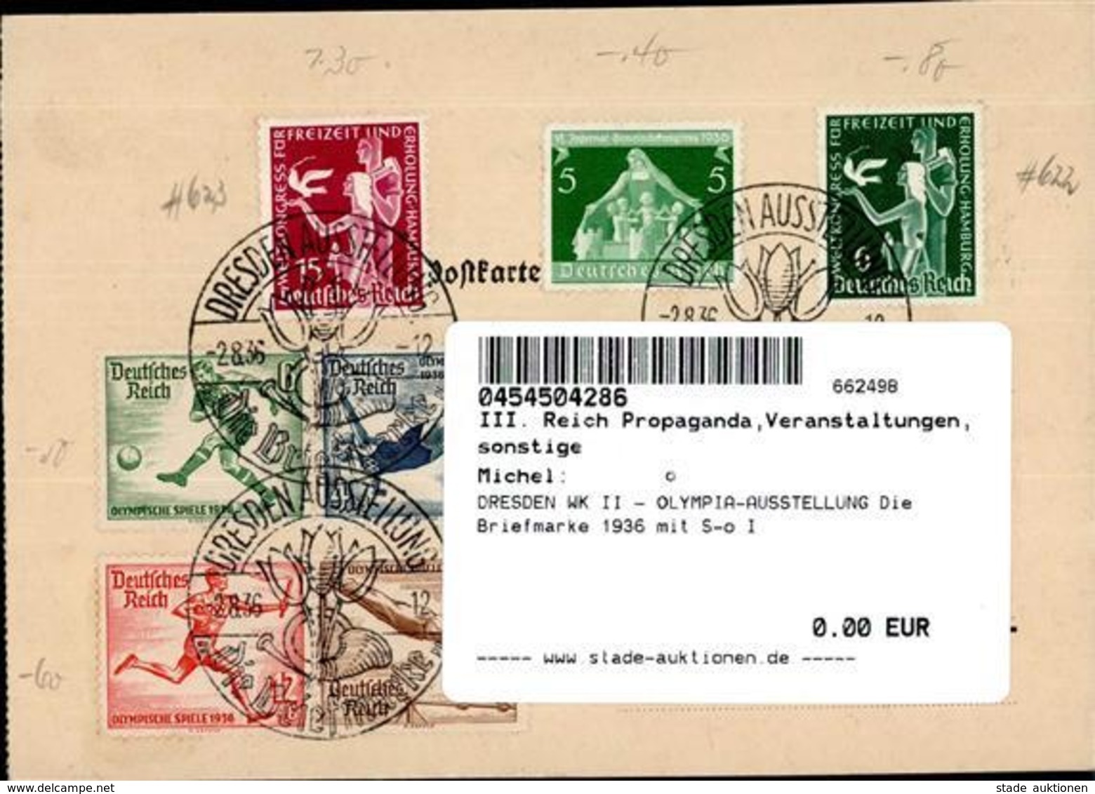 DRESDEN WK II - OLYMPIA-AUSSTELLUNG Die Briefmarke 1936 Mit S-o I - Guerra 1939-45