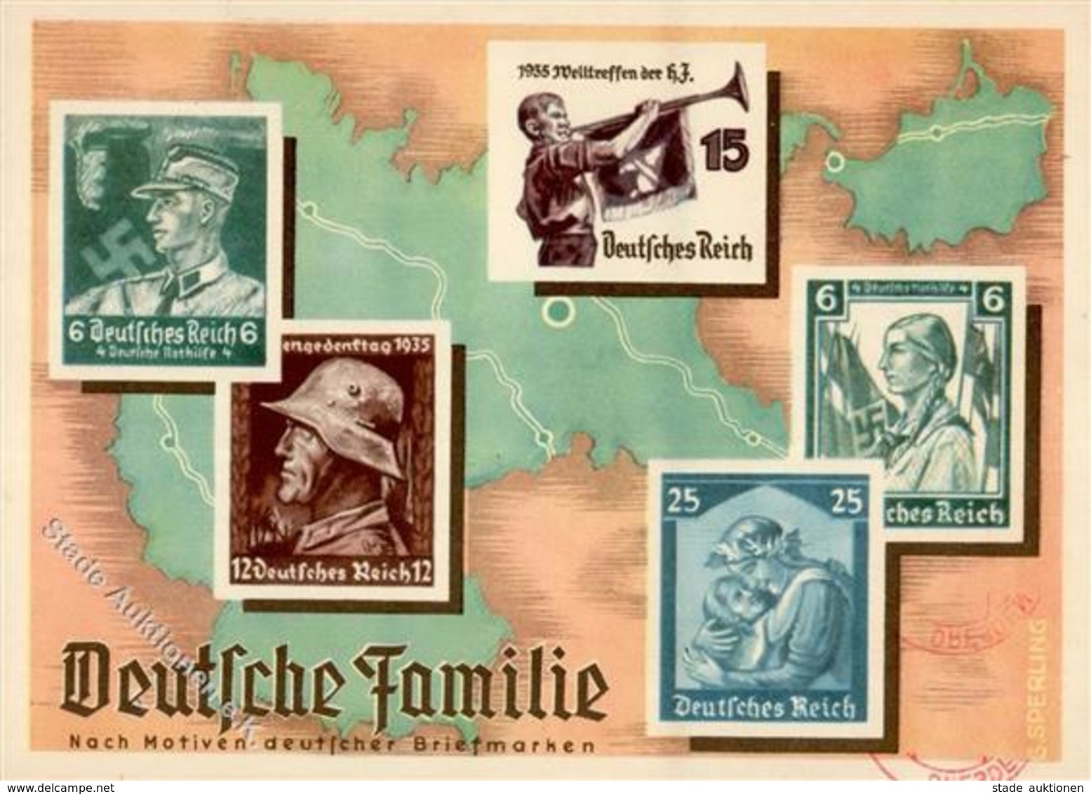 DRESDEN WK II - OLYMPIA-Postwertzeichen Ausstellung 1936 - DEUTSCHE FAMILIE Mit S-o I Expo - Guerra 1939-45