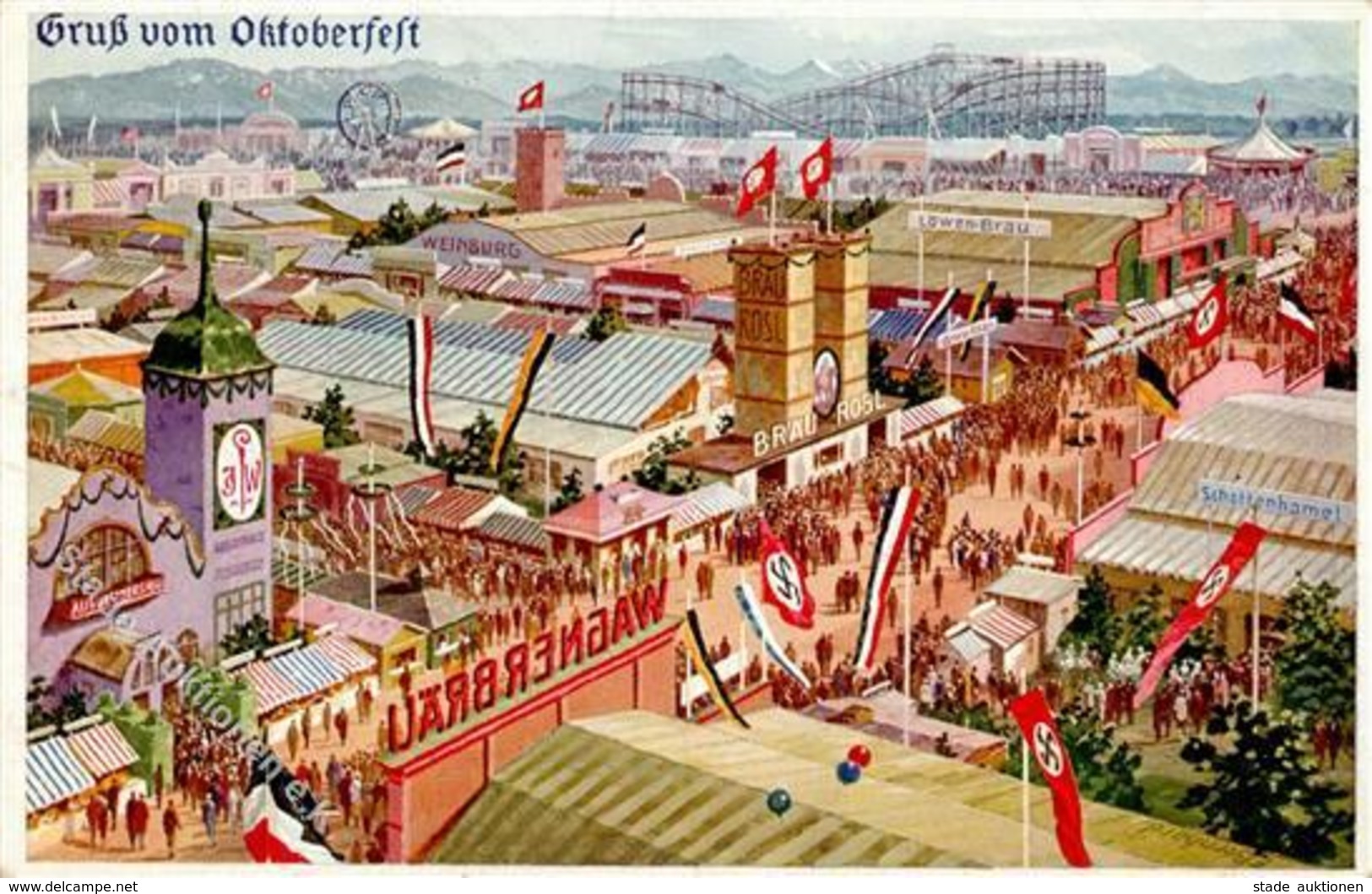 MÜNCHEN WK II - Gruß Vom OKTOBERFEST 1935 Mit Flaggen I-II - Guerra 1939-45