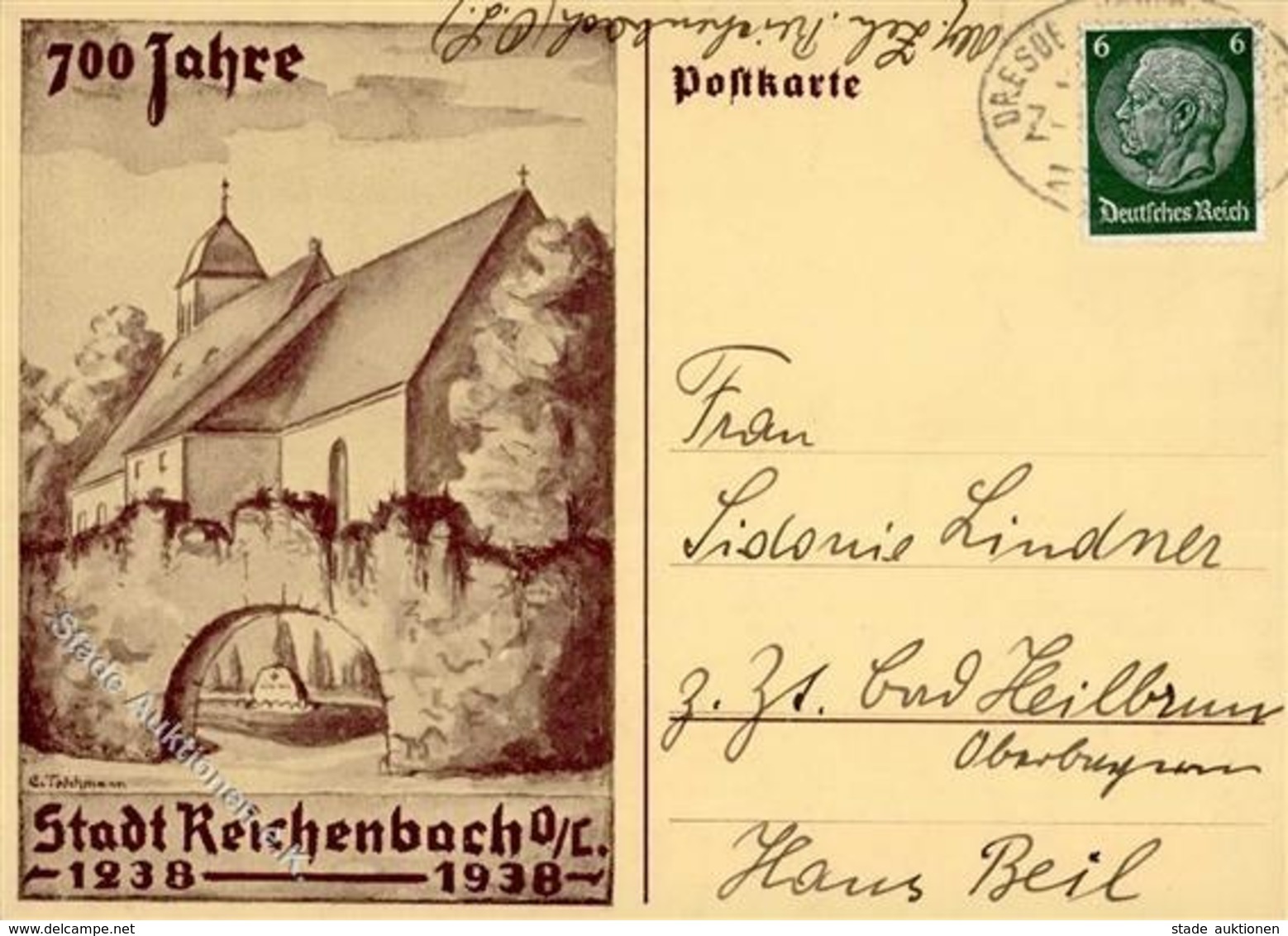 REICHENBACH O.L. WK II - 700 Jahre Stadt Reichenbach 1938 I-II - Guerra 1939-45