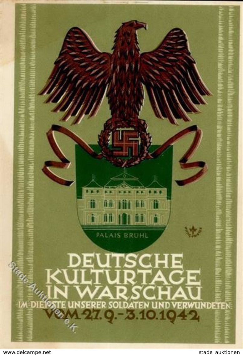 WARSCHAU WK II - DEUTSCHE KULTURTAGE Warschau 1942 - Spendenkarte WHW 1942/43 I-II - Guerra 1939-45