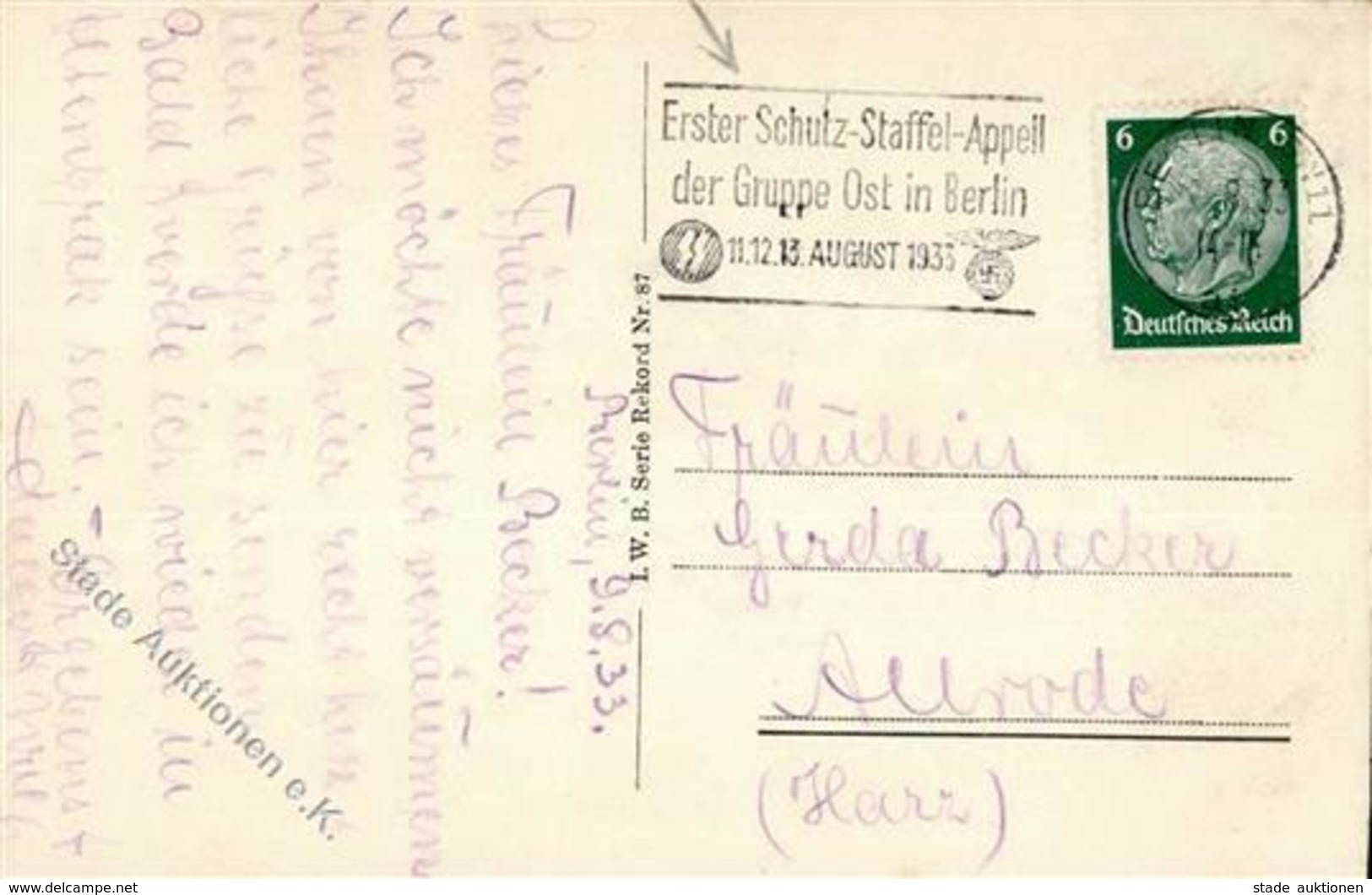 SS WK II - Seltener SS-S-o -Erster SCHUTZ-STAFFEL-APPELL Der GRUPPE OST In BERLIN August 1933- I - Guerra 1939-45