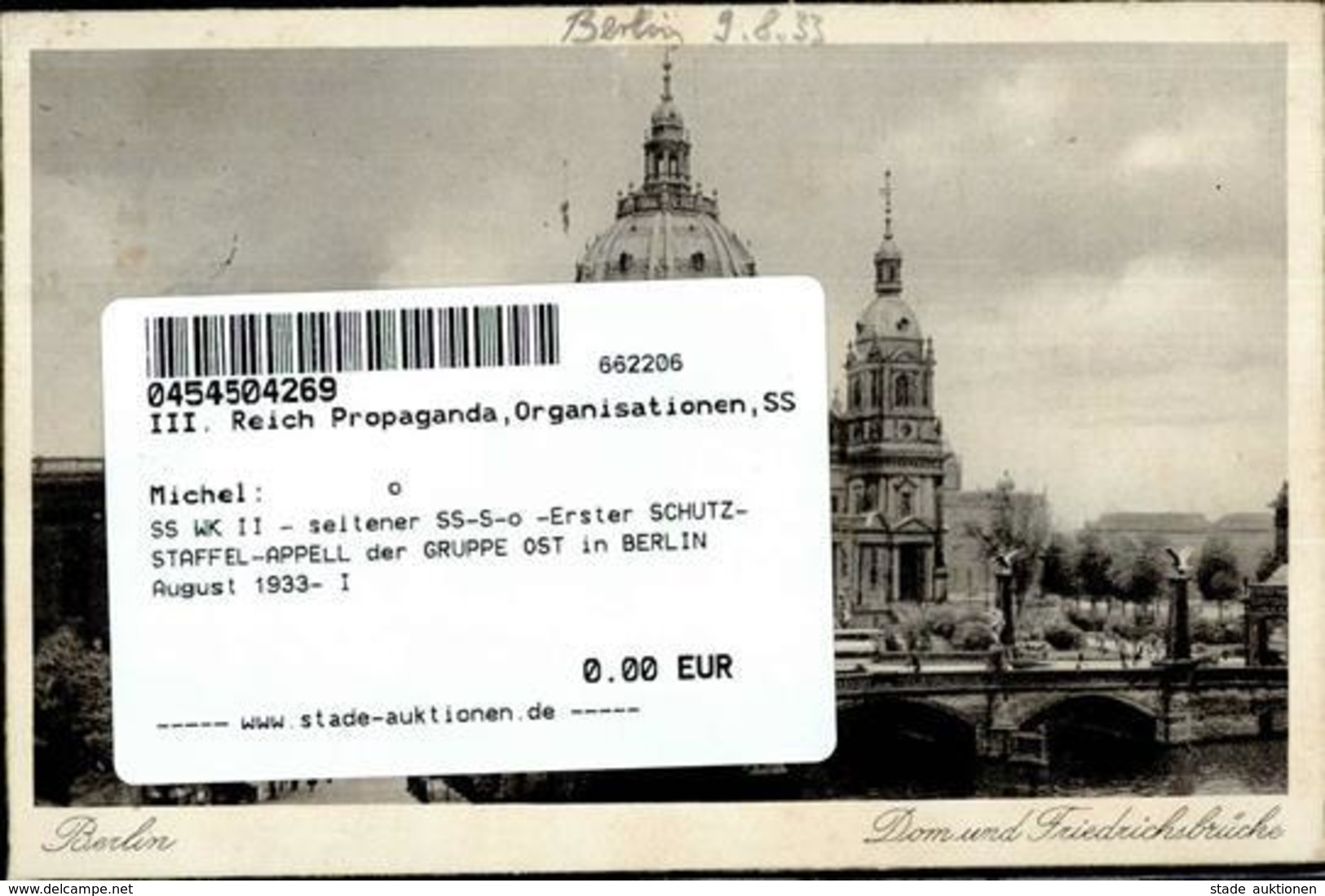 SS WK II - Seltener SS-S-o -Erster SCHUTZ-STAFFEL-APPELL Der GRUPPE OST In BERLIN August 1933- I - Guerra 1939-45