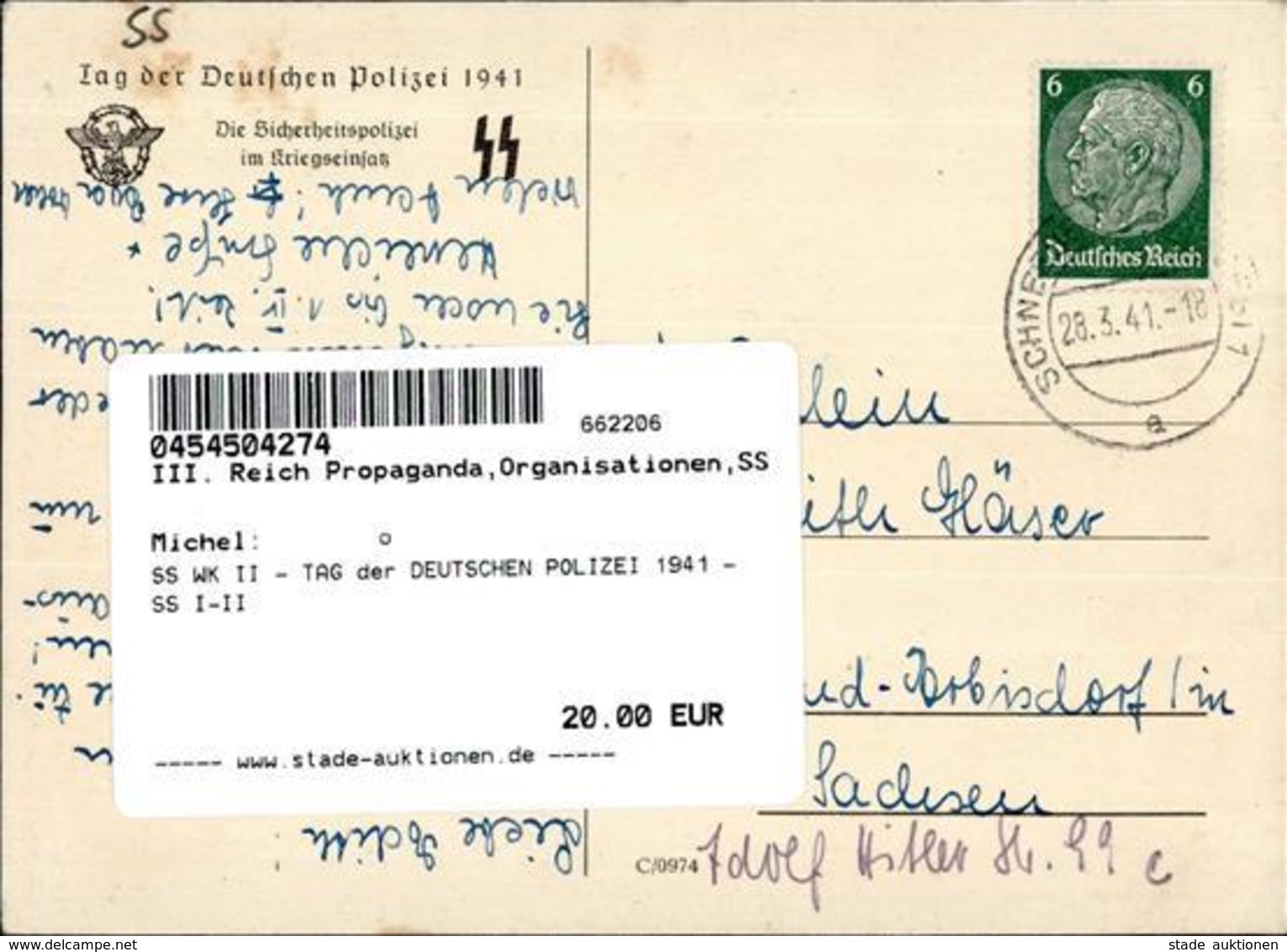 SS WK II - TAG Der DEUTSCHEN POLIZEI 1941 - SS I-II - Guerra 1939-45