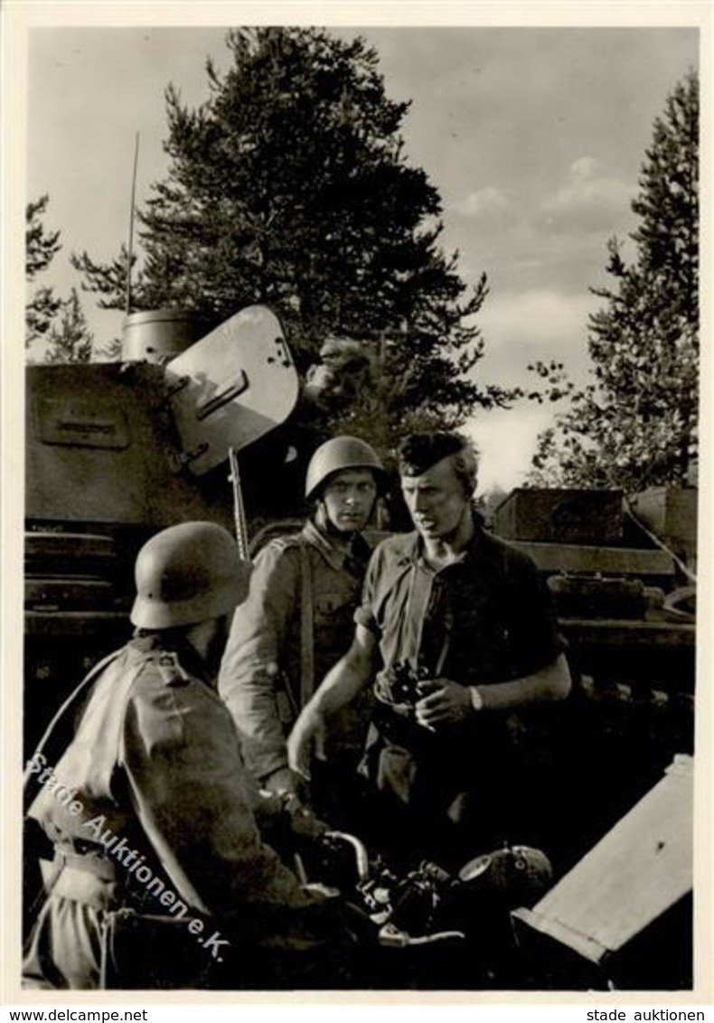 SS WK II Gebirgsdivision Nord In Karelien WH Panzer Foto AK I-II Réservoir - Guerra 1939-45