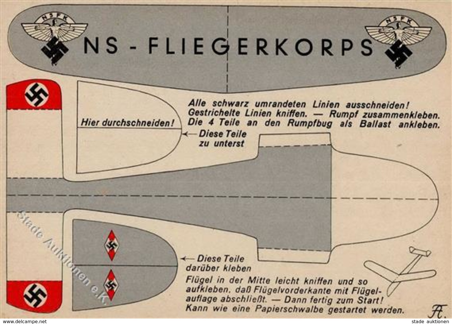 FLIEGER-HJ WK II - NS-FLIEGERKORPS - NSFK-STURM-Prop-Ak In GRAU I - Guerra 1939-45