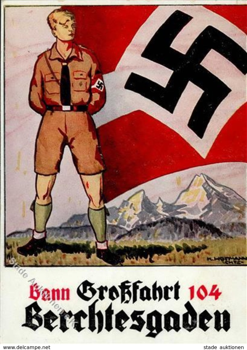 HITLERJUGEND WK II - HJ-LEIPZIG GROßFAHRT Nach Berchtesgaden 1935 Sign. K.Hoffmann I Selten! - Guerra 1939-45