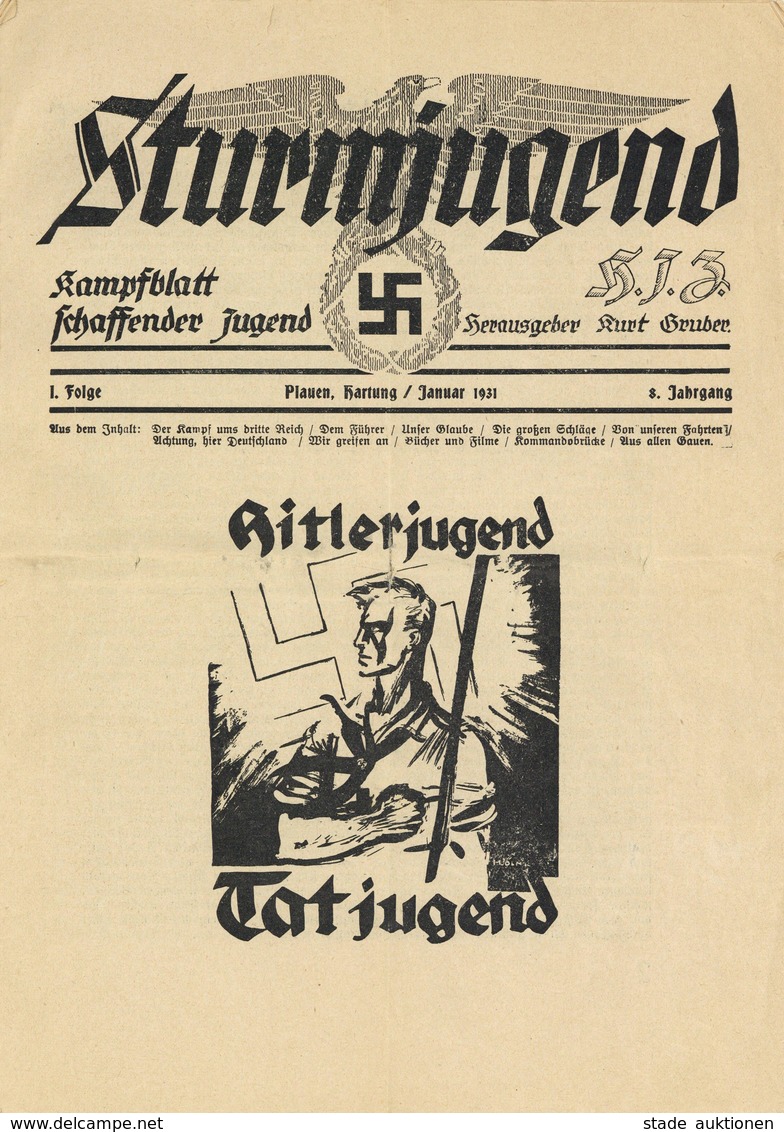 WK II HJ Sturmjugend Kampfblatt Schaffender Jugend Januar 1931 Hrsg. Gruber, Kurt 15 Seiten Viele Abbildungen II (Brüche - Guerra 1939-45