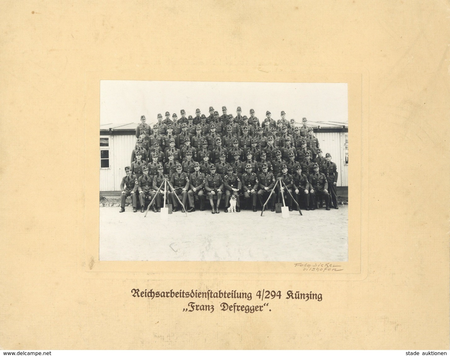 WK II RAD Reichsarbeitsdienst Gruppenfoto Abtlg. 4/294 Künzing Franz Defregger I-II - Guerra 1939-45