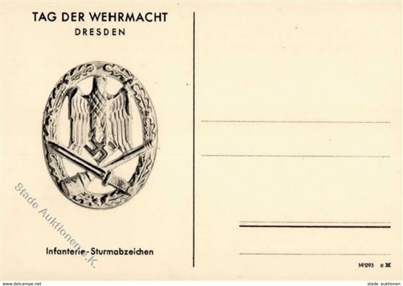 WHW WK II - DRESDEN TAG Der WEHRMACHT (1942) - INFANTERIE-STURMABZEICHEN I - Guerra 1939-45
