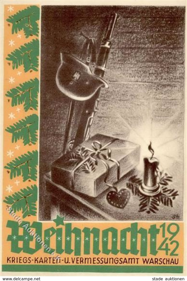 Weihnacht Im Feld WK II WK II Kriegskarten U. Vermessungsamt Warschau I-II - Guerra 1939-45