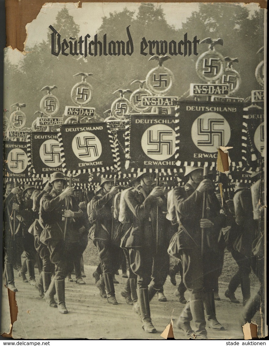 Sammelbild-Album Deutschland Erwacht 1933 Kompl. Bilderdienst Altona Bahrenfeld Schutzumschlag II (Umschlag Einrisse) - Weltkrieg 1939-45