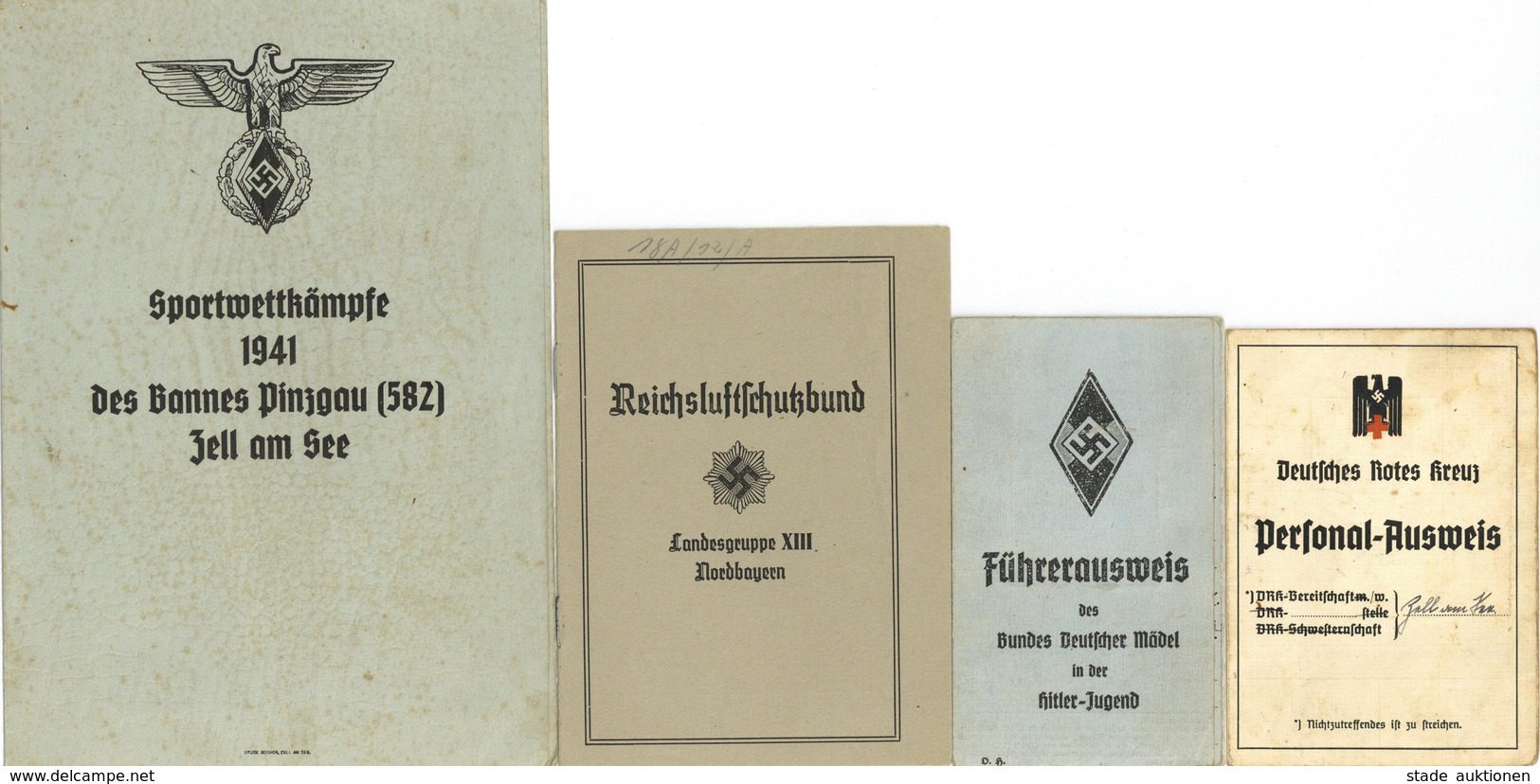 WK II Dokumente Lot Mit 15 Stück U.a. HJ BDM Führerausweis Rotes Kreuz Ausweis Mitgliedskarten NSDAP Uvm. I-II - Weltkrieg 1939-45