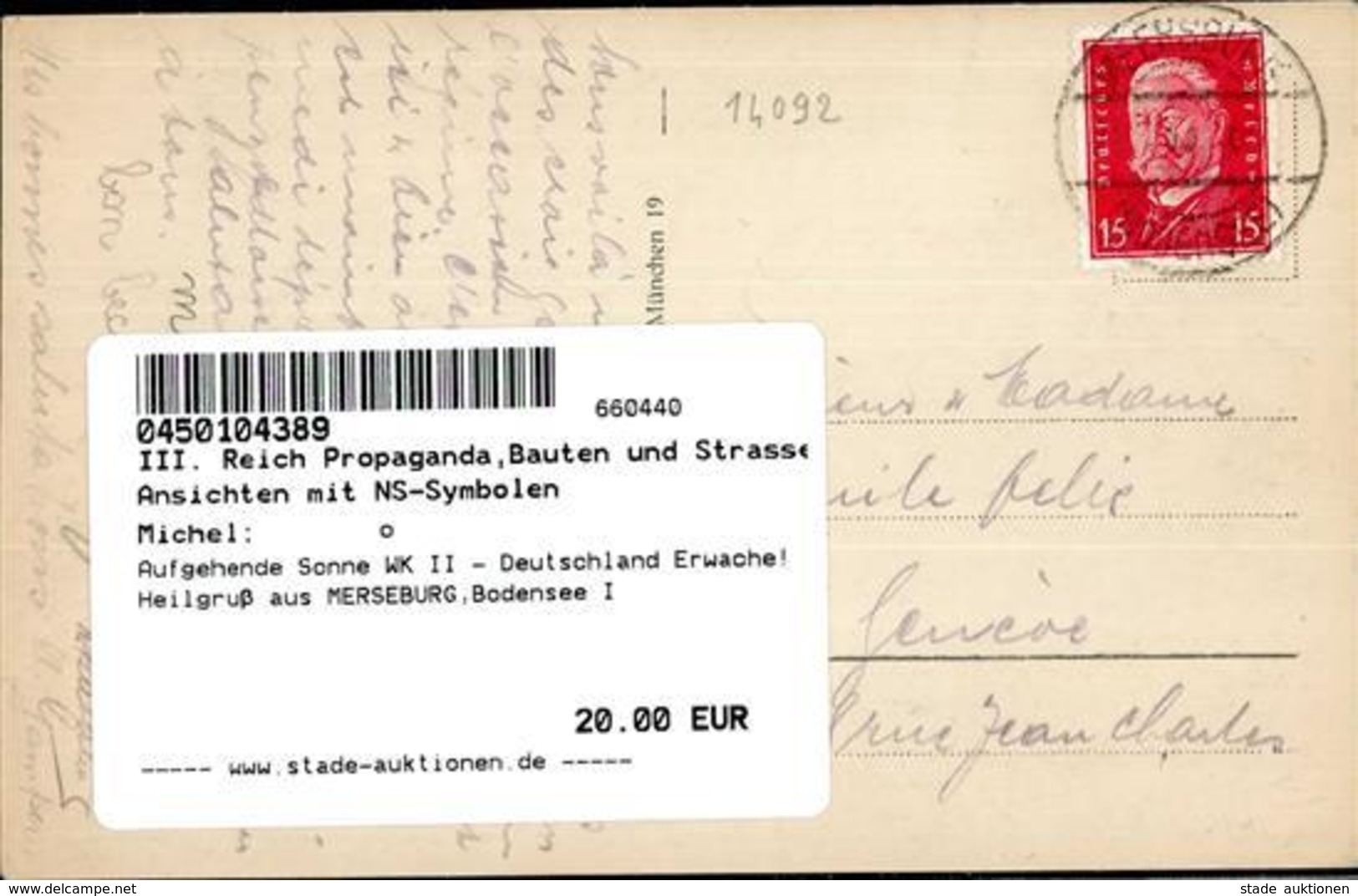 Aufgehende Sonne WK II - Deutschland Erwache! Heilgruß Aus MERSEBURG,Bodensee I - Guerra 1939-45